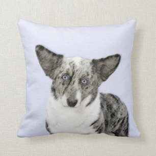 Cardigan Welsh Corgi Painting - Original Dog Art Cushion