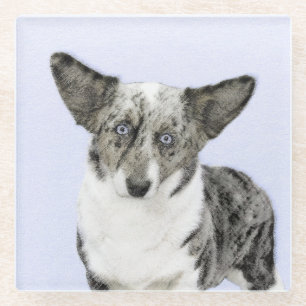 Cardigan Welsh Corgi Painting - Original Dog Art Glass Coaster