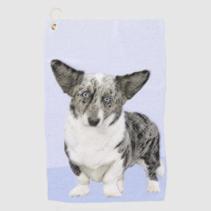 Cardigan Welsh Corgi Painting - Original Dog Art Golf Towel