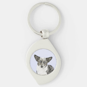 Cardigan Welsh Corgi Painting - Original Dog Art Key Ring