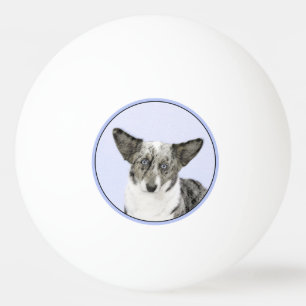 Cardigan Welsh Corgi Painting - Original Dog Art Ping Pong Ball