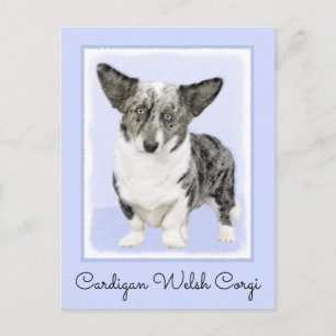 Cardigan Welsh Corgi Painting - Original Dog Art Postcard