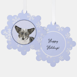 Cardigan Welsh Corgi Painting - Original Dog Art Tree Decoration Card
