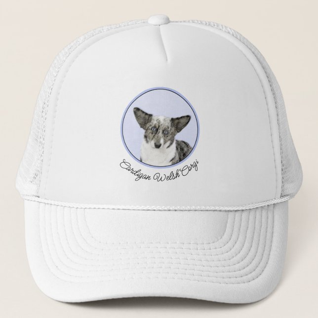 Cardigan Welsh Corgi Painting - Original Dog Art Trucker Hat (Front)
