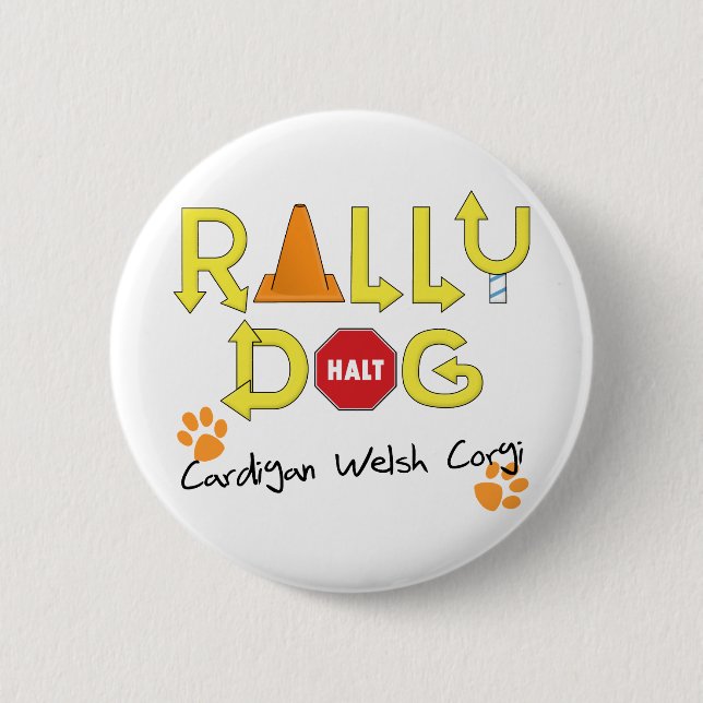 Cardigan Welsh Corgi Rally Dog 6 Cm Round Badge (Front)