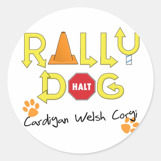 Cardigan Welsh Corgi Rally Dog Classic Round Sticker (Front)