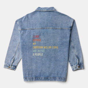 Cardigan Welsh Corgi Retro Dog And Coffee Denim Jacket