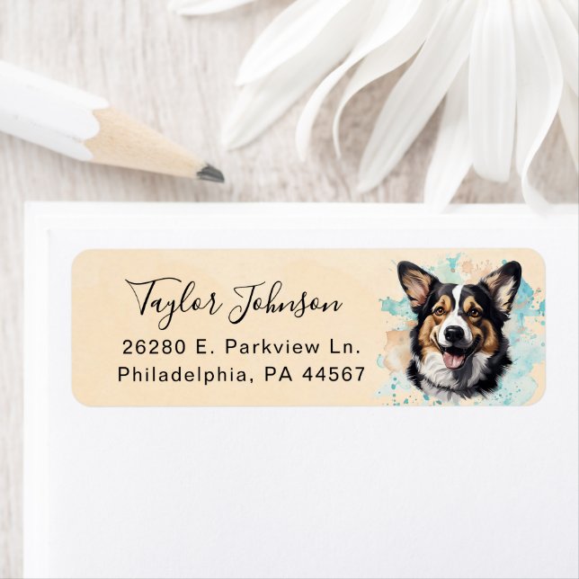 Cardigan Welsh Corgi Return Address Label (Insitu)