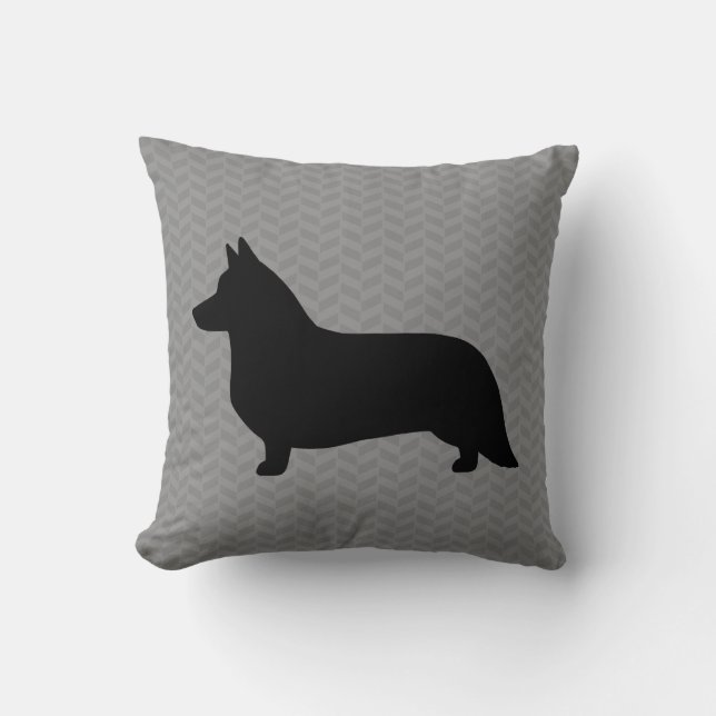 Cardigan Welsh Corgi Silhouette Cushion (Front)