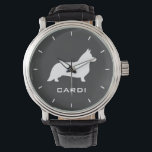 Cardigan Welsh Corgi Silhouette with Custom Text Watch<br><div class="desc"></div>