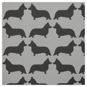 Cardigan Welsh Corgi Silhouettes Pattern Fabric