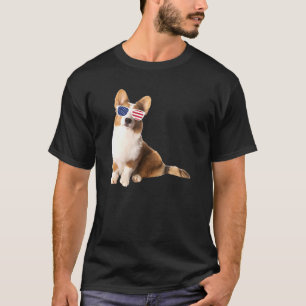Cardigan Welsh Corgi Sunglasses 4th Of July Dog T-Shirt