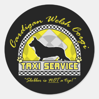 Cardigan Welsh Corgi Taxi Service Classic Round Sticker