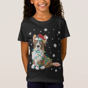 Cardigan Welsh Corgi Wrapped In Christmas Lights D T-Shirt