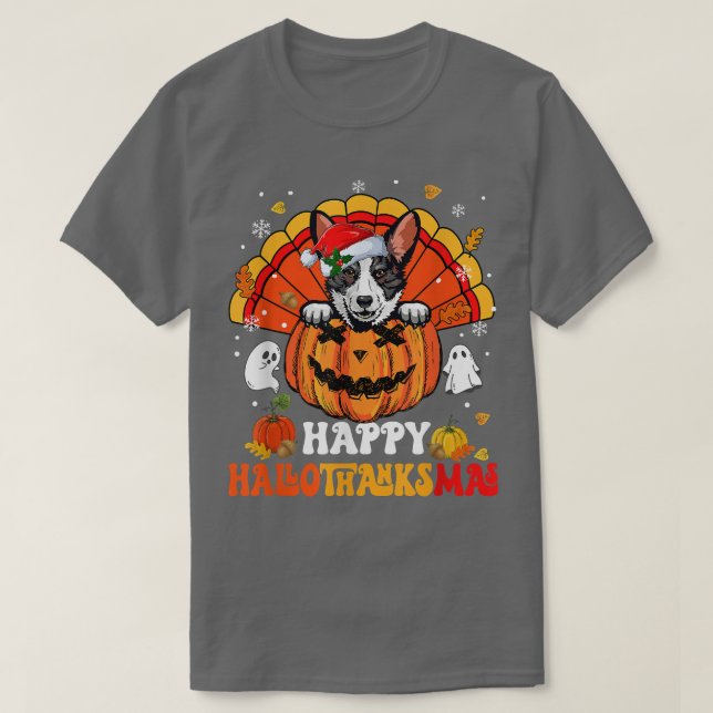 Cardigan Welsh Corgis Dog Happy Hallothanksmas Hal T-Shirt (Design Front)