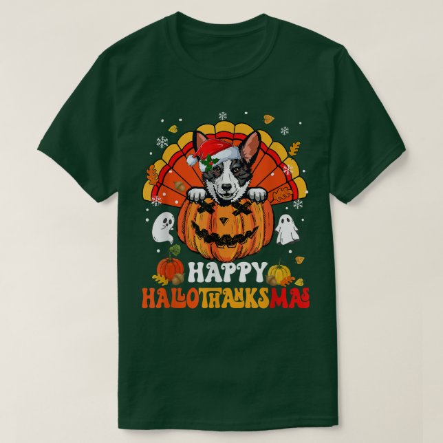 Cardigan Welsh Corgis Dog Happy Hallothanksmas Hal T-Shirt (Design Front)