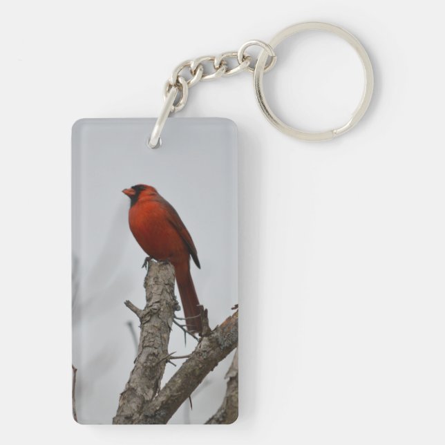 cardinal a top the tree. key ring (Back)