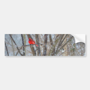 Cardinal and Chickadee Bumper Sticker