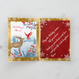 Cardinal and Deer Customise Holiday Card