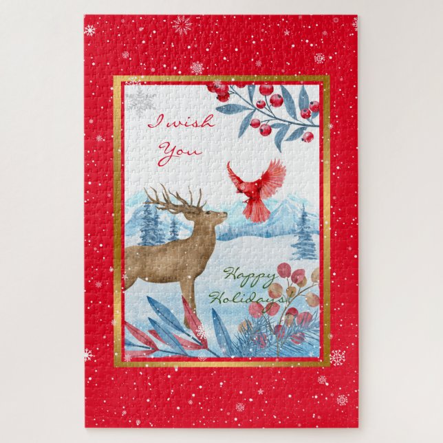 Cardinal and Deer Customise Jigsaw Puzzle (Vertical)