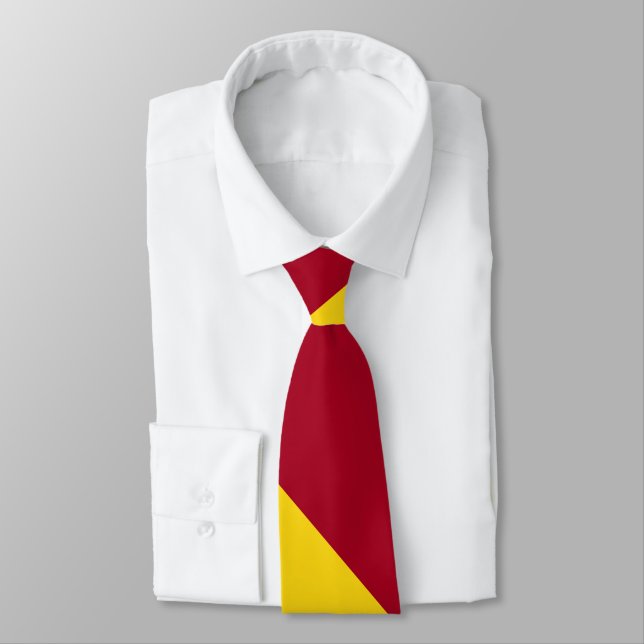 Cardinal and Gold Broad University Stripe Tie (Tied)