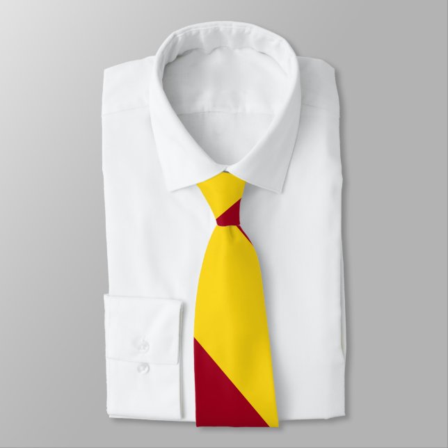 Cardinal and Gold Broad University Stripe Tie (Tied)
