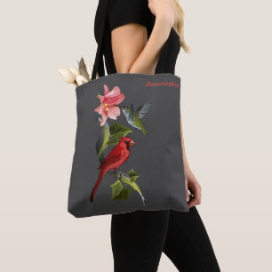 Cardinal and Hummingbird Pink Lily Personalised Tote Bag