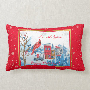 Cardinal And Landscape Customise Cotton Lumbar Cushion