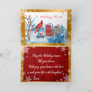 Cardinal And Landscape Customise Holiday Card