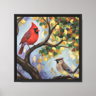 Cardinal and the Waxwing Canvas Print