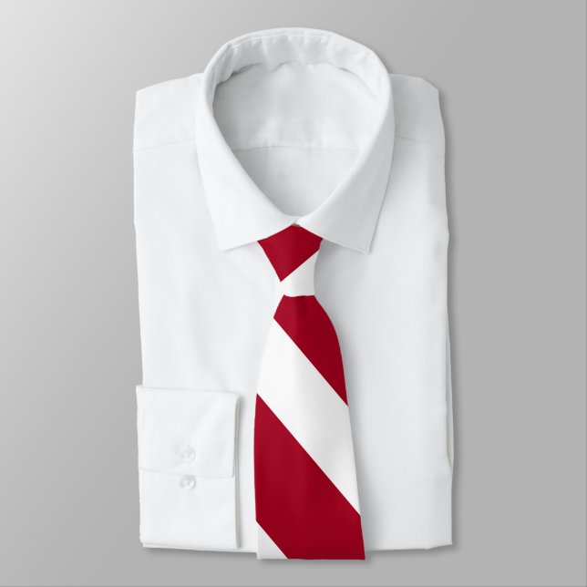 Cardinal and White University Stripe Tie (Tied)