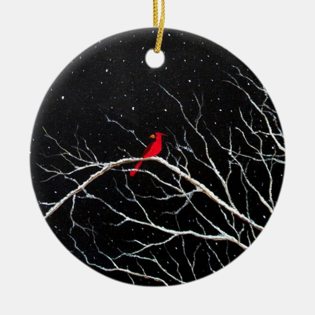 Cardinal at Night Ornament (Front)