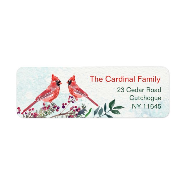 Cardinal bird, berry, foliage Return Address Label (Front)