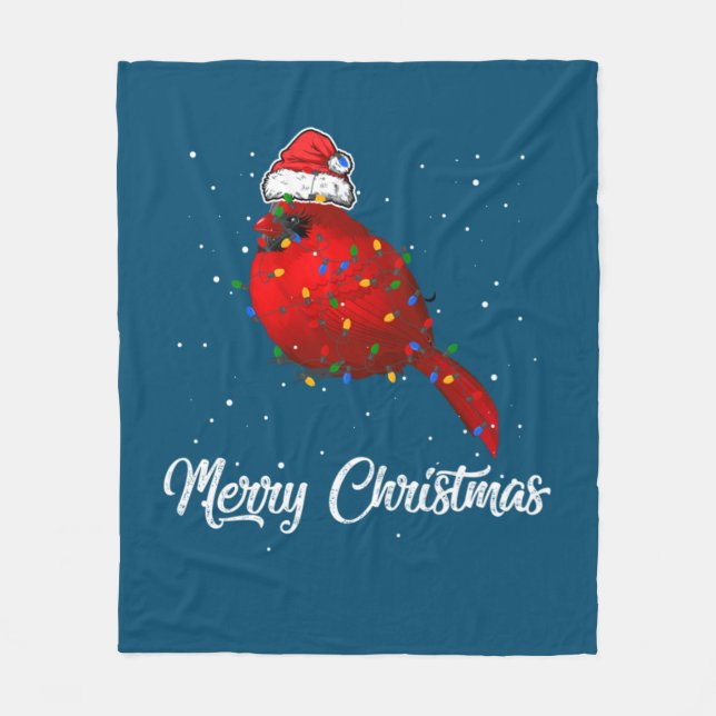 Cardinal Bird Christmas Light Costume Cardinal Fleece Blanket (Front)