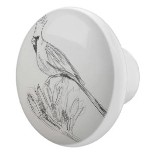 Cardinal Bird Custom Ceramic Knob