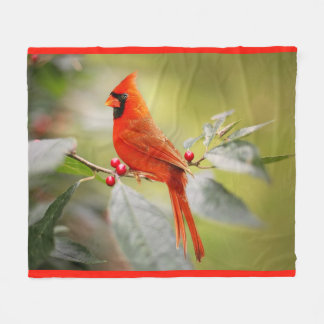 Cardinal Bird Fleece Blanket
