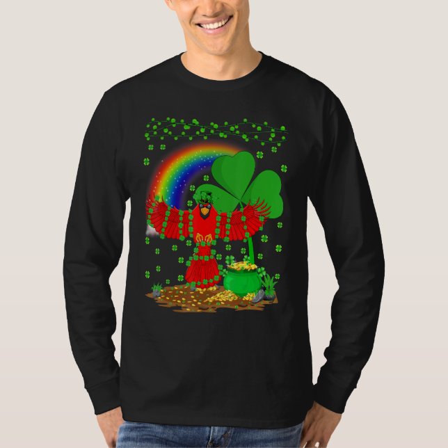 Cardinal Bird  Funny Rainbow Cardinal St Patrick's T-Shirt (Front)