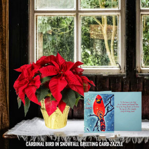 Cardinal Bird In Snowfall Card