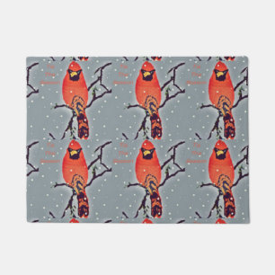 Cardinal Bird In Snowfall Doormat