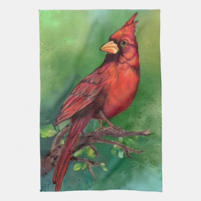 Cardinal Bird Kitchen Towel (Vertical)