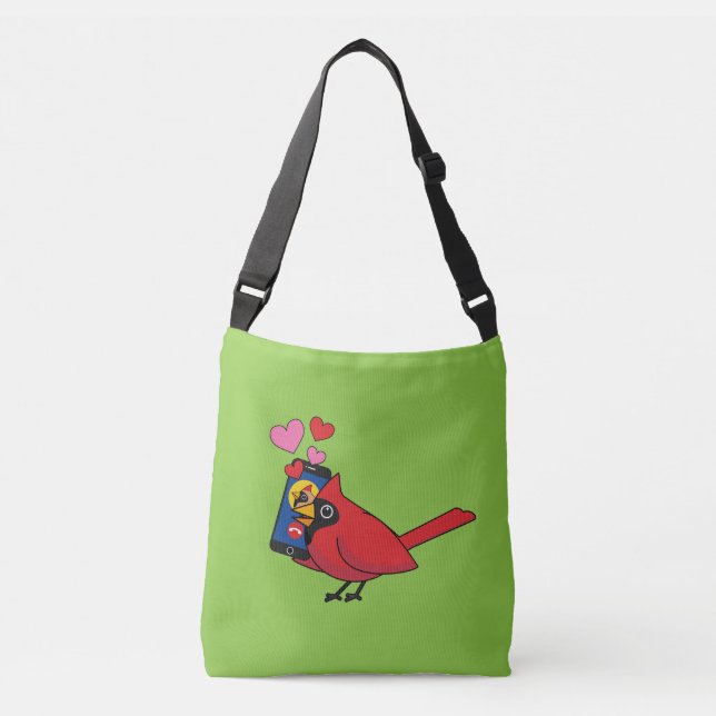 Cardinal Bird Love Mating Calls Crossbody Bag (Front)