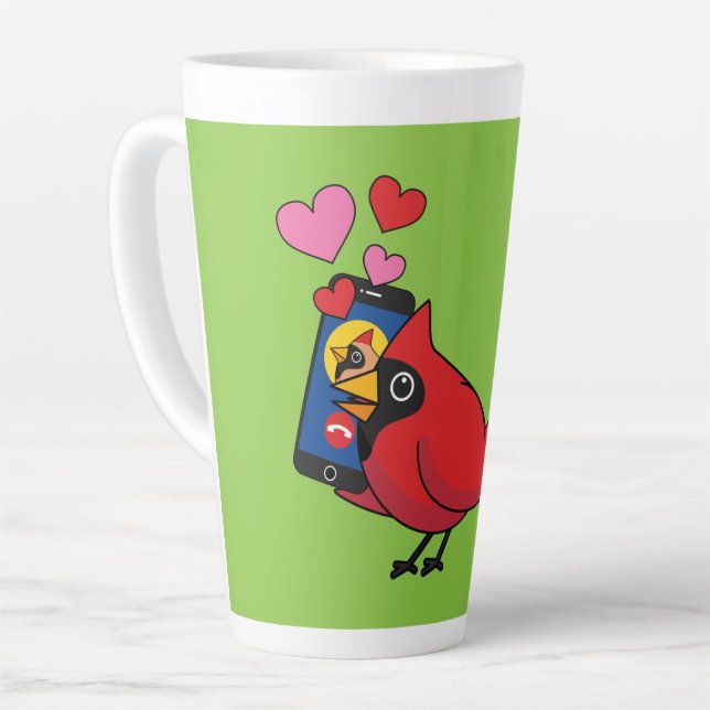 Cardinal Bird Love Mating Calls Latte Mug (Left Angle)
