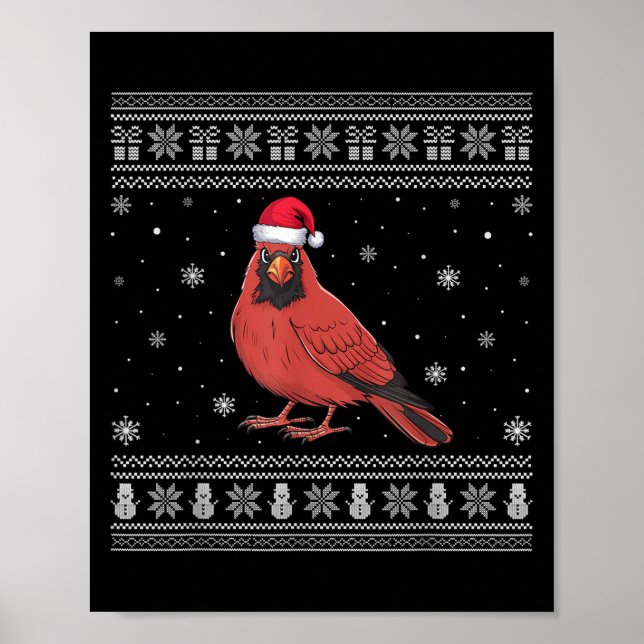 Cardinal Bird Lovers Men Women Santa Ugly Xmas Swe Poster (Front)