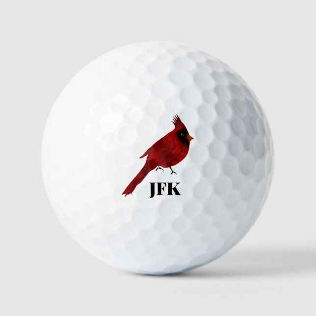 Cardinal bird red wildlife stylish custom golf balls (Front)