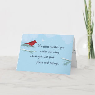 Cardinal Bird Religious Support in Difficult Time, Holiday Card