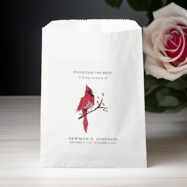 Cardinal Bird Seed Packet Funeral Memorial Favour Bags (Creator Uploaded)