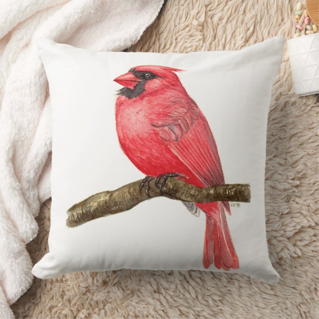 Cardinal bird watercolor cushion (Blanket)