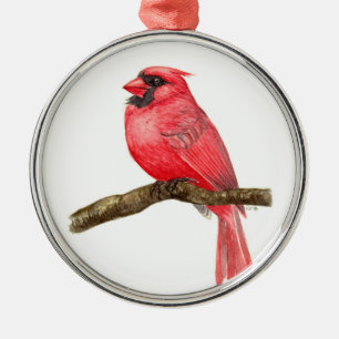 Cardinal bird watercolor metal tree decoration