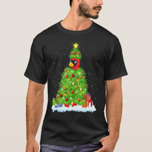 Cardinal Bird Xmas Lighting Tree Funny Cardinal Ch T-Shirt