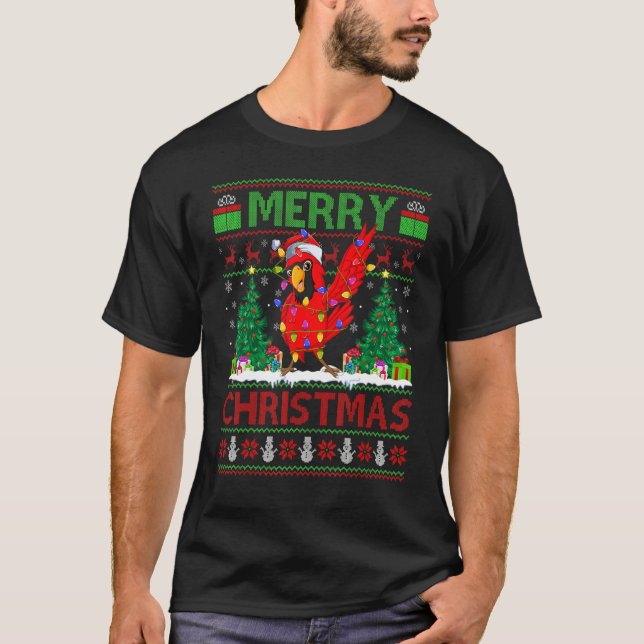Cardinal Bird   Xmas Tree Ugly Santa Cardinal Chri T-Shirt (Front)